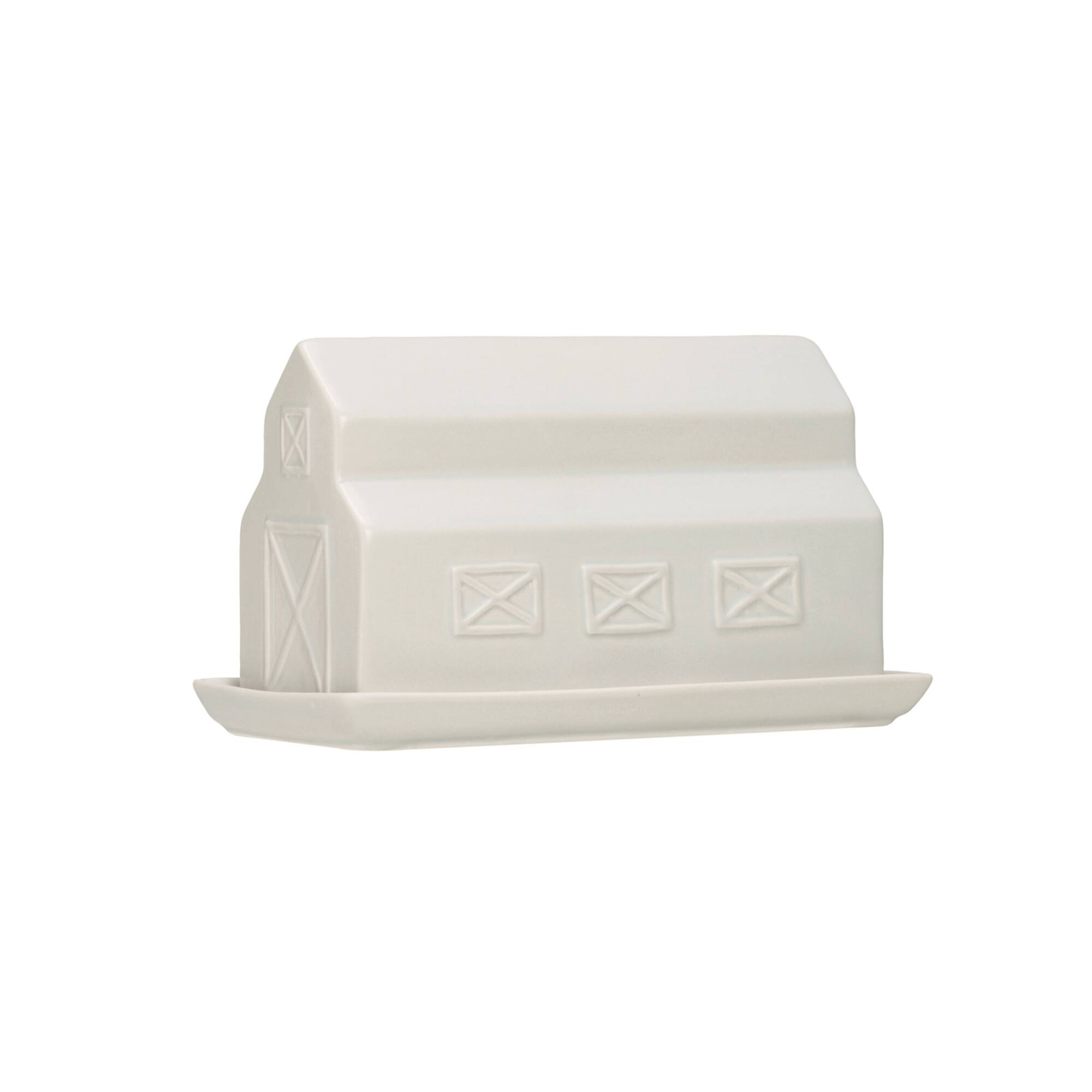 Hello Honey® 8" Matte Gray Stoneware Barn Butter Dish